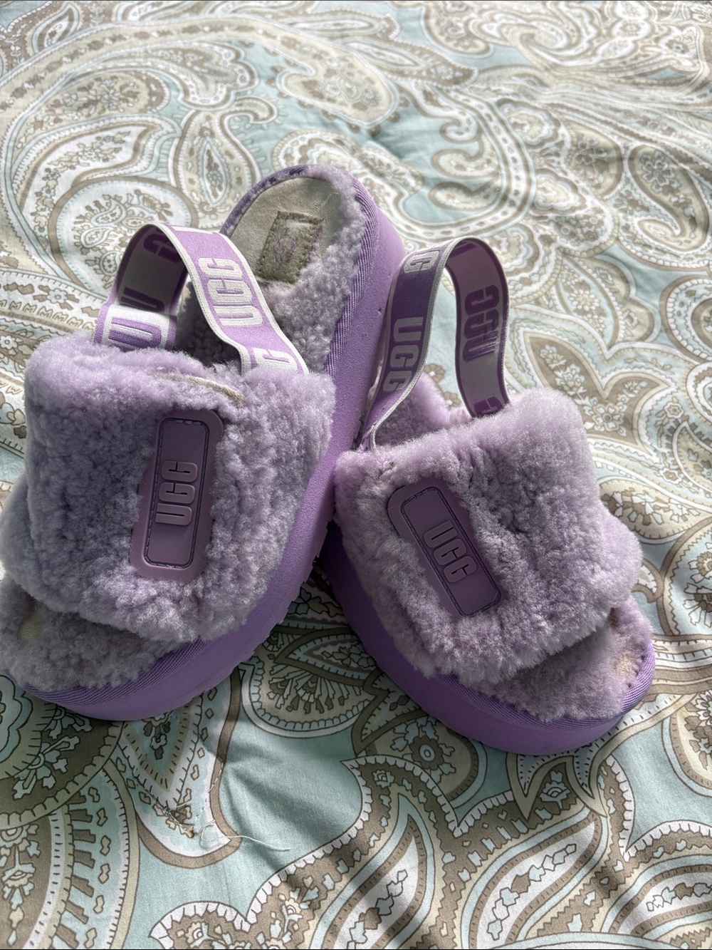 UGG Fluffita Lavender Platform Slippers